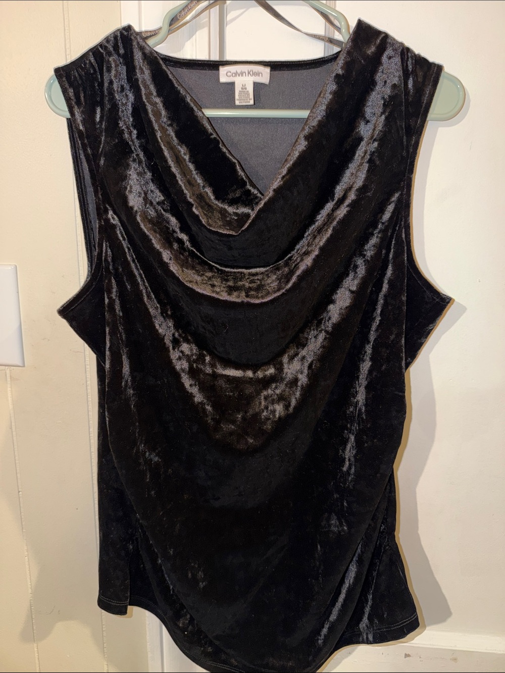 Calvin Klein Black Velvet Cowl-Neck Camisole